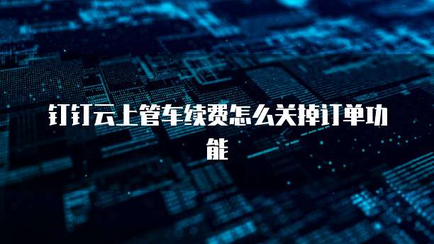 钉钉云上管车续费怎么关掉订单功能