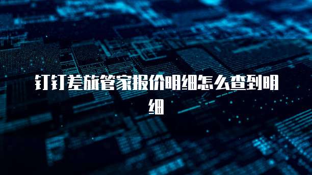 钉钉差旅管家报价明细怎么查到明细