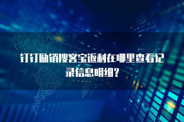 钉钉励销搜客宝返利在哪里查看记录信息明细?