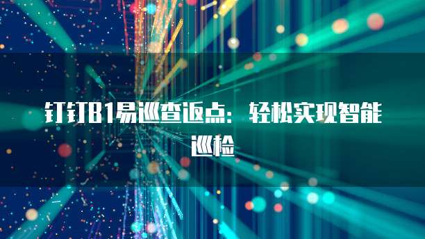 钉钉B1易巡查返点:轻松实现智能巡检