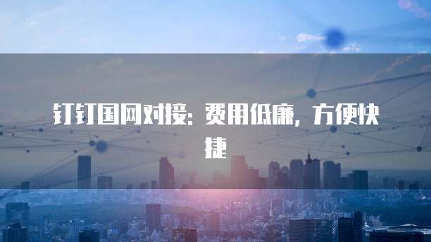 钉钉国网对接: 费用低廉, 方便快捷