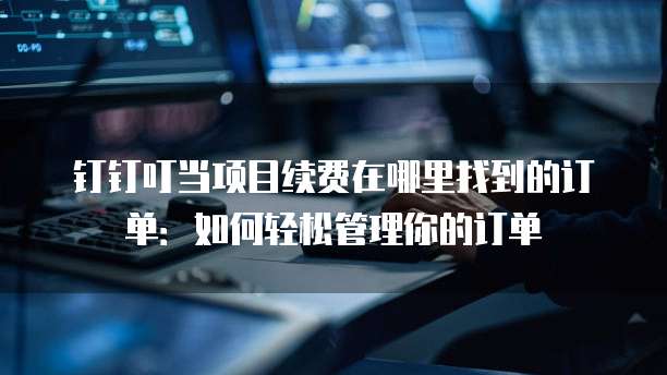 钉钉叮当项目续费在哪里找到的订单:如何轻松管理你的订单