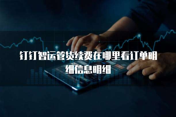 钉钉智运管货续费在哪里看订单明细信息明细