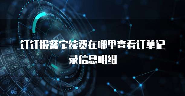 钉钉报餐宝续费在哪里查看订单记录信息明细