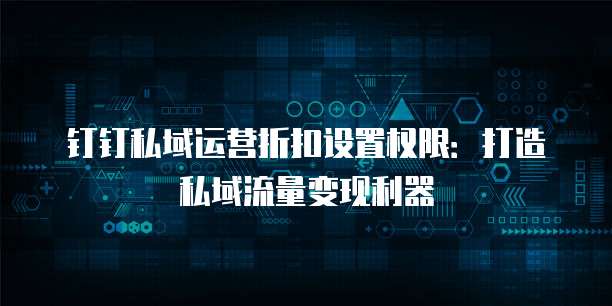 钉钉私域运营折扣设置权限：打造私域流量变现利器