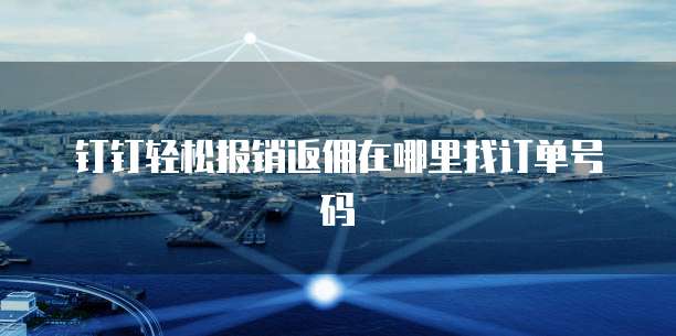 钉钉轻松报销返佣在哪里找订单号码