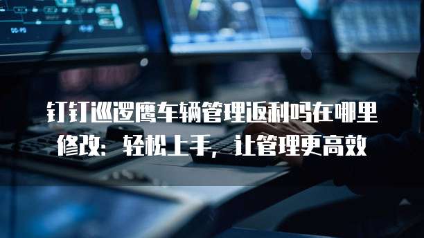 钉钉巡逻鹰车辆管理返利吗在哪里修改:轻松上手,让管理更高效
