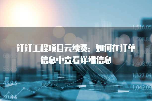 钉钉工程项目云续费：如何在订单信息中查看详细信息