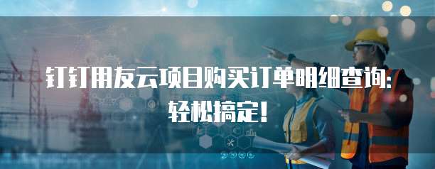 钉钉用友云项目购买订单明细查询:轻松搞定!