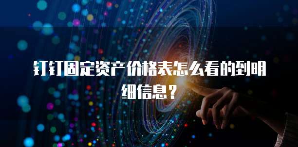 钉钉固定资产价格表怎么看的到明细信息?