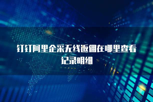 钉钉阿里企采无线返佣在哪里查看记录明细