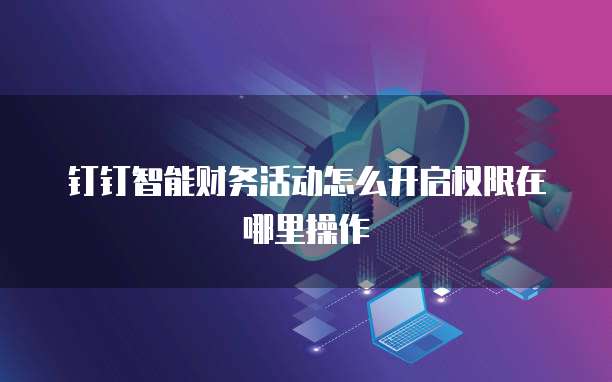 钉钉智能财务活动怎么开启权限在哪里操作