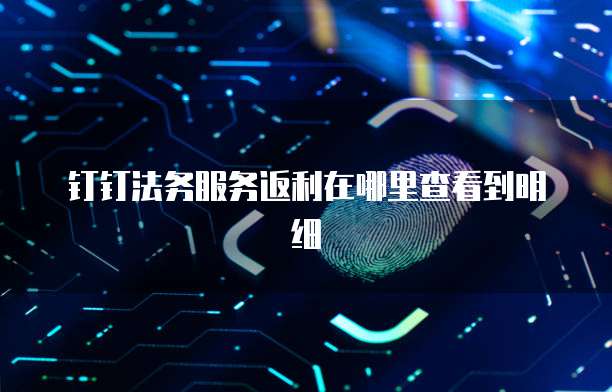 钉钉法务服务返利在哪里查看到明细