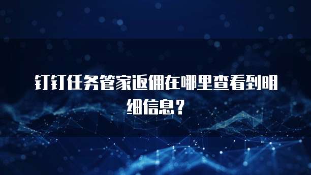 钉钉任务管家返佣在哪里查看到明细信息?