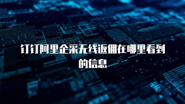 钉钉阿里企采无线返佣在哪里看到的信息