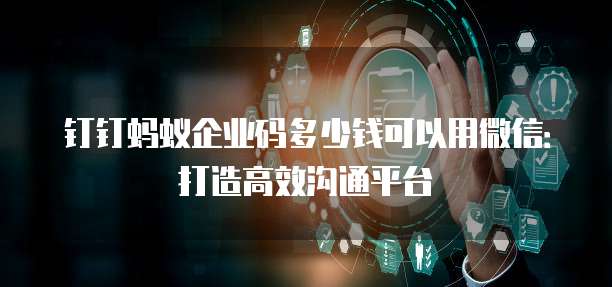 钉钉蚂蚁企业码多少钱可以用微信:打造高效沟通平台