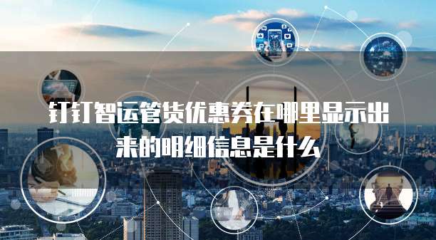 钉钉智运管货优惠券在哪里显示出来的明细信息是什么