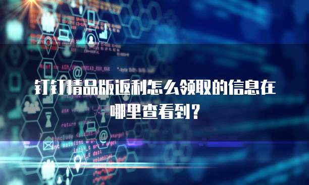 钉钉精品版返利怎么领取的信息在哪里查看到？