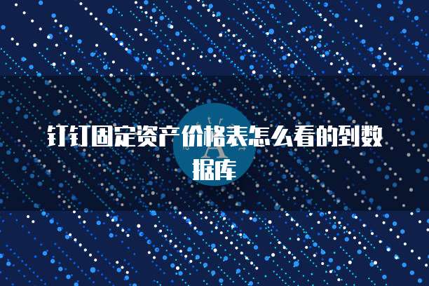 钉钉固定资产价格表怎么看的到数据库