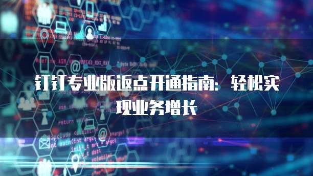 钉钉专业版返点开通指南:轻松实现业务增长