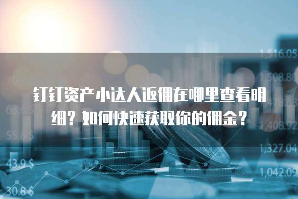 钉钉资产小达人返佣在哪里查看明细?如何快速获取你的佣金?