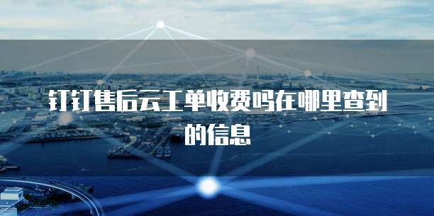 钉钉售后云工单收费吗在哪里查到的信息