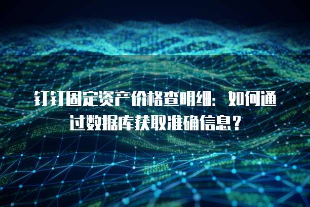 钉钉固定资产价格查明细:如何通过数据库获取准确信息?