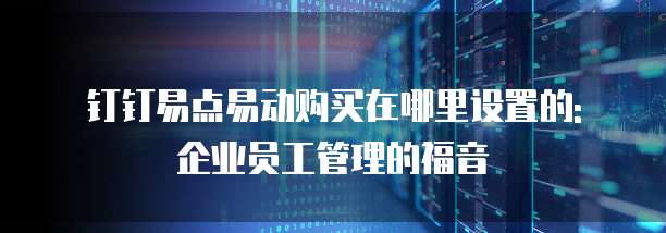钉钉易点易动购买在哪里设置的: 企业员工管理的福音