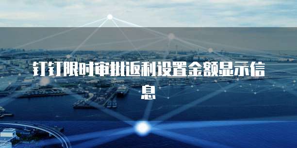 钉钉限时审批返利设置金额显示信息