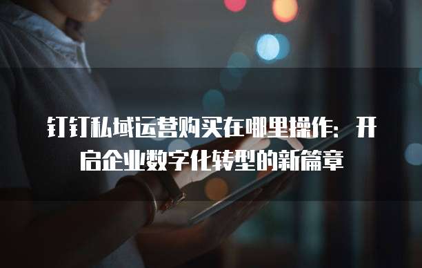 钉钉私域运营购买在哪里操作:开启企业数字化转型的新篇章
