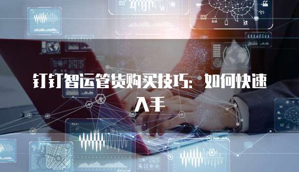 钉钉智运管货购买技巧：如何快速入手