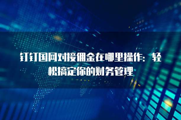 钉钉国网对接佣金在哪里操作:轻松搞定你的财务管理