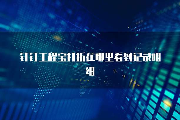 钉钉工程宝打折在哪里看到记录明细