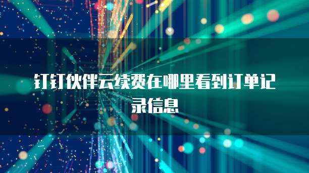 钉钉伙伴云续费在哪里看到订单记录信息