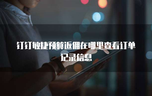 钉钉敏捷预算返佣在哪里查看订单记录信息