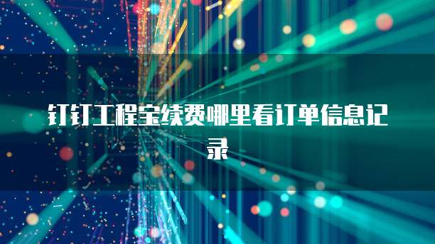 钉钉工程宝续费哪里看订单信息记录