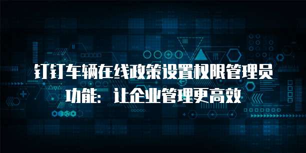 钉钉车辆在线政策设置权限管理员功能:让企业管理更高效