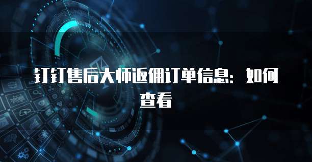 钉钉售后大师返佣订单信息:如何查看
