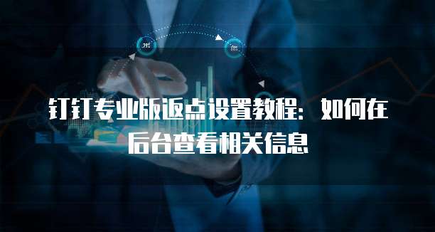 钉钉专业版返点设置教程:如何在后台查看相关信息