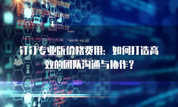 钉钉专业版价格费用:如何打造高效的团队沟通与协作?