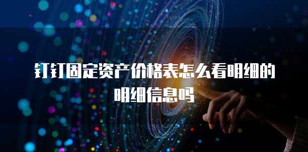 钉钉固定资产价格表怎么看明细的明细信息吗