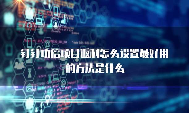 钉钉功倍项目返利怎么设置最好用的方法是什么