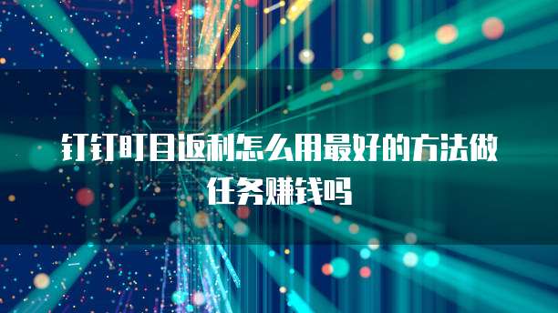 钉钉盯目返利怎么用最好的方法做任务赚钱吗