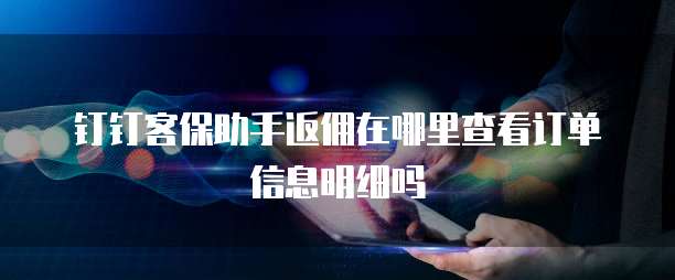 钉钉客保助手返佣在哪里查看订单信息明细吗