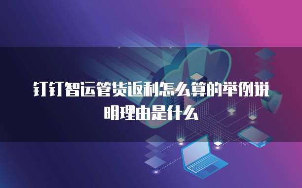 钉钉智运管货返利怎么算的举例说明理由是什么