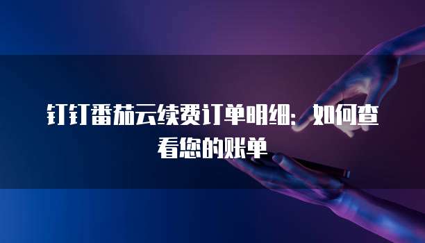 钉钉番茄云续费订单明细:如何查看您的账单