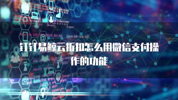 钉钉易鲸云折扣怎么用微信支付操作的功能