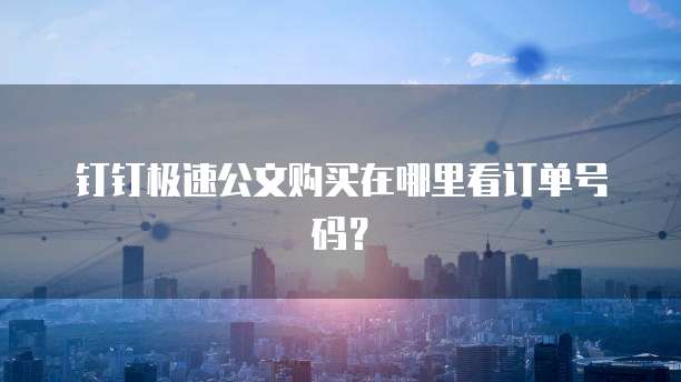 钉钉极速公文购买在哪里看订单号码?