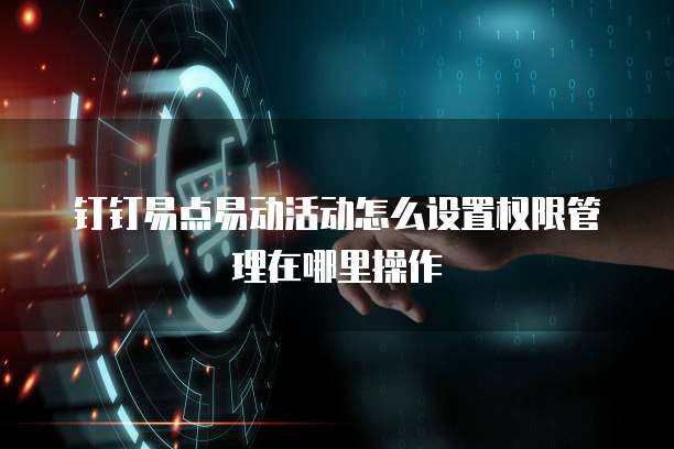 钉钉易点易动活动怎么设置权限管理在哪里操作