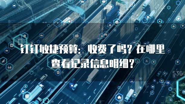 钉钉敏捷预算:收费了吗?在哪里查看记录信息明细?